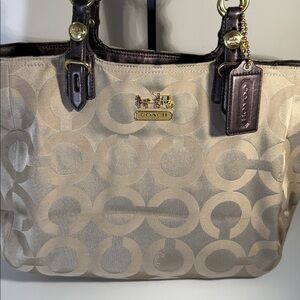 Coach Beige and Brown Shoulder Bag
